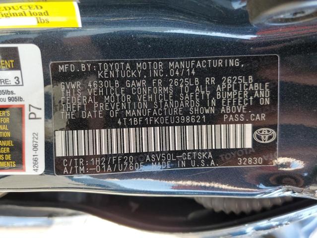 Photo 10 from auction – 2014 TOYOTA CAMRY L with VIN 4T1BF1FK0EU398621