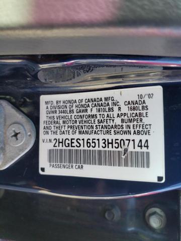 Photo 10 from auction – 2003 HONDA CIVIC LX with VIN 2HGES16513H507144