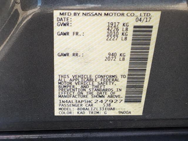 Photo 10 from auction – 2017 NISSAN ALTIMA 2.5 with VIN 1N4AL3AP5HC247927