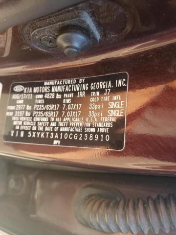 Photo 10 from auction – 2012 KIA SORENTO BA with VIN 5XYKT3A10CG238910