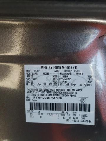 Photo 10 from auction – 2008 FORD RANGER with VIN 1FTYR10D28PA17936