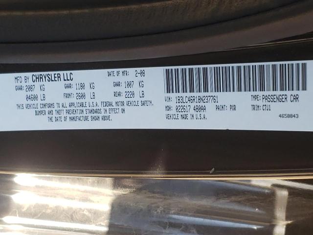 Photo 10 from auction – 2008 DODGE AVENGER SE with VIN 1B3LC46R18N237761