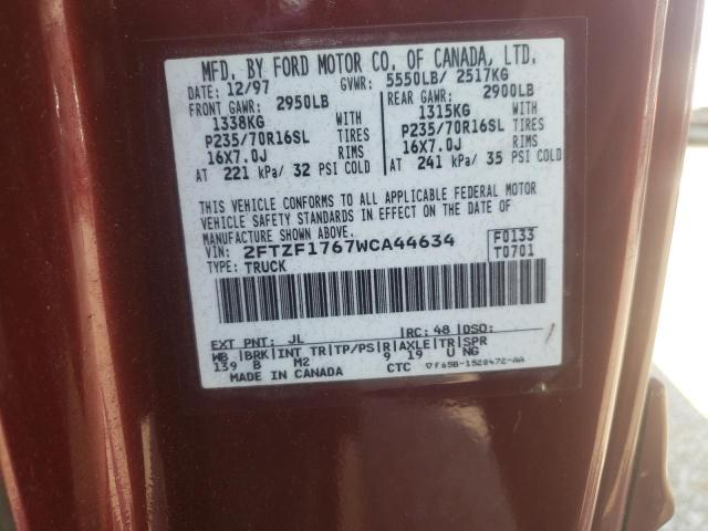 Photo 10 from auction – 1998 FORD F150 with VIN 2FTZF1767WCA44634
