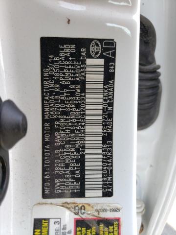 Photo 10 from auction – 2014 TOYOTA COROLLA L with VIN 2T1BURHE4EC120334
