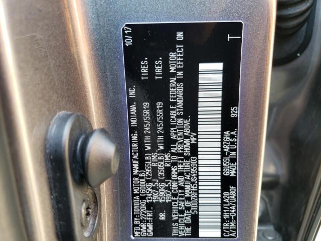 Photo 10 from auction – 2018 TOYOTA HIGHLANDER with VIN 5TDDZRFH5JS495903