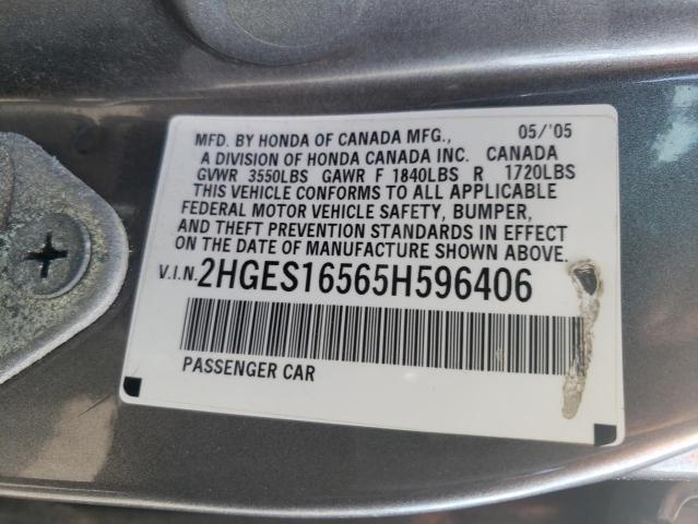 Photo 10 from auction – 2005 HONDA CIVIC with VIN 2HGES16565H596406
