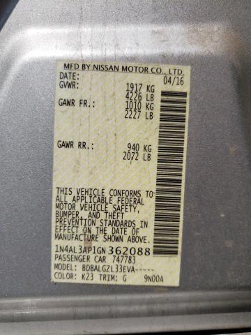 Photo 10 from auction – 2016 NISSAN ALTIMA 2.5 with VIN 1N4AL3AP1GN362088