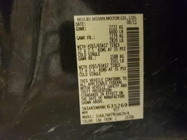 Photo 10 from auction – 2011 NISSAN PATHFINDER with VIN 5N1AR1NN4BC635269