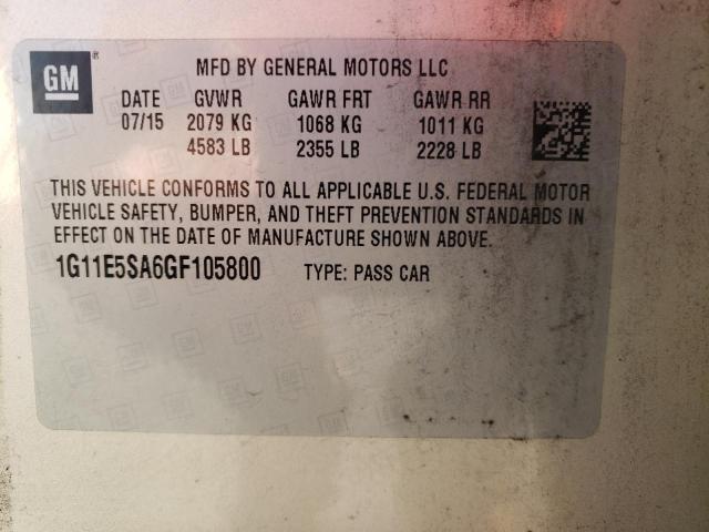 Photo 10 from auction – 2016 CHEVROLET MALIBU LIM with VIN 1G11E5SA6GF105800
