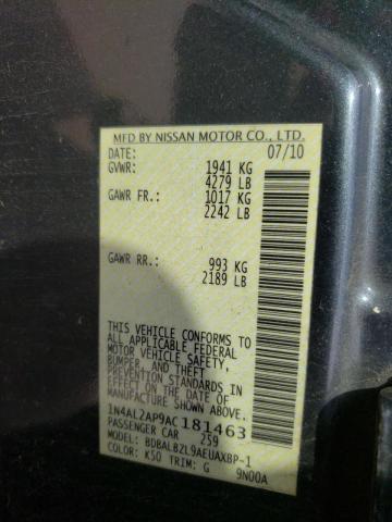 Photo 10 from auction – 2010 NISSAN ALTIMA BAS with VIN 1N4AL2AP9AC181463