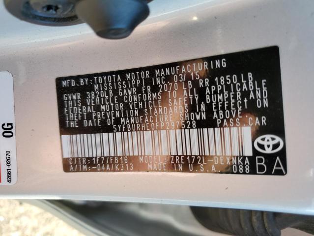 Photo 10 from auction – 2015 TOYOTA COROLLA L with VIN 5YFBURHE0FP297528