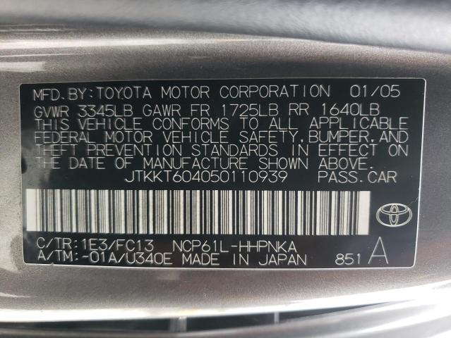 Photo 10 from auction – 2005 TOYOTA SCION XA with VIN JTKKT604050110939