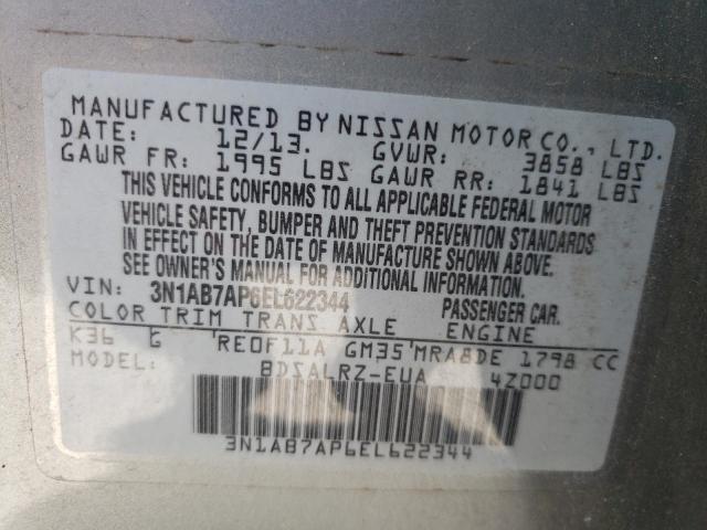 Photo 10 from auction – 2014 NISSAN SENTRA S with VIN 3N1AB7AP6EL622344