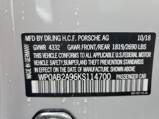 Photo 10 from auction – 2019 PORSCHE 911 CARRER with VIN WP0AB2A96KS114700