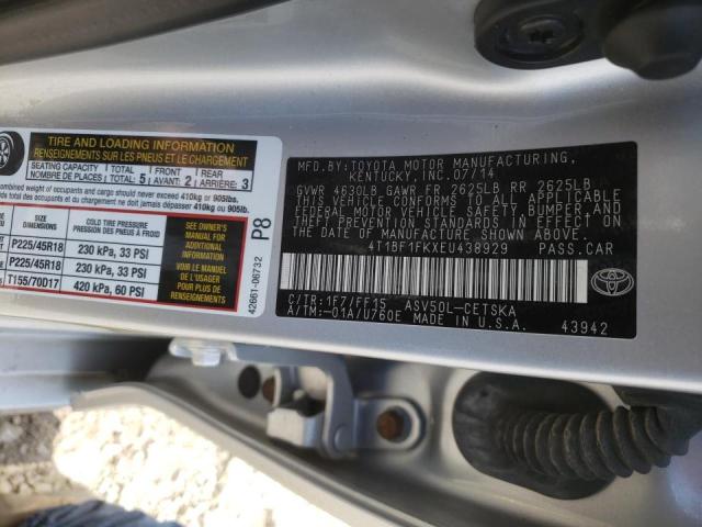 Photo 10 from auction – 2014 TOYOTA CAMRY L with VIN 4T1BF1FKXEU438929
