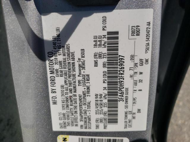 Photo 10 from auction – 2015 FORD FUSION SE with VIN 3FA6P0H93FR269097