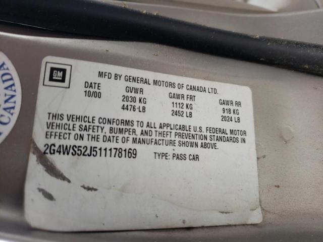 Photo 10 from auction – 2001 BUICK CENTURY CU with VIN 2G4WS52J511178169