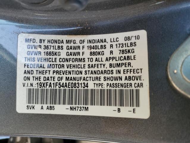 Photo 10 from auction – 2010 HONDA CIVIC LX with VIN 19XFA1F54AE083134