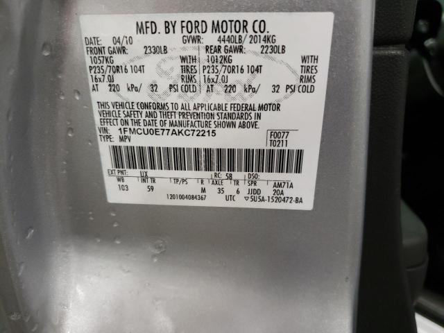 Photo 10 from auction – 2010 FORD ESCAPE LIM with VIN 1FMCU0E77AKC72215