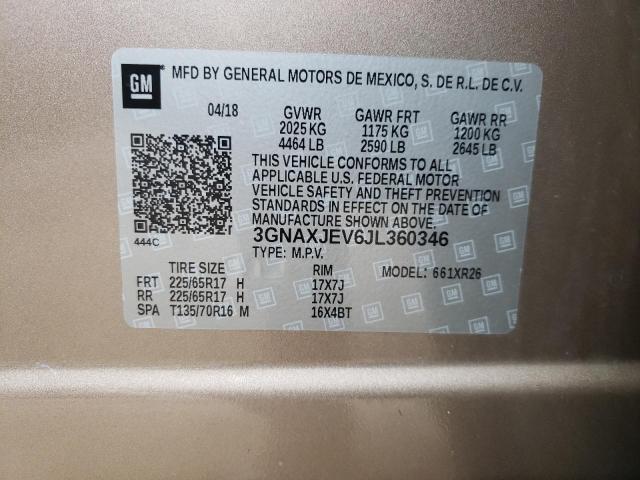 Photo 10 from auction – 2018 CHEVROLET EQUINOX LT with VIN 3GNAXJEV6JL360346