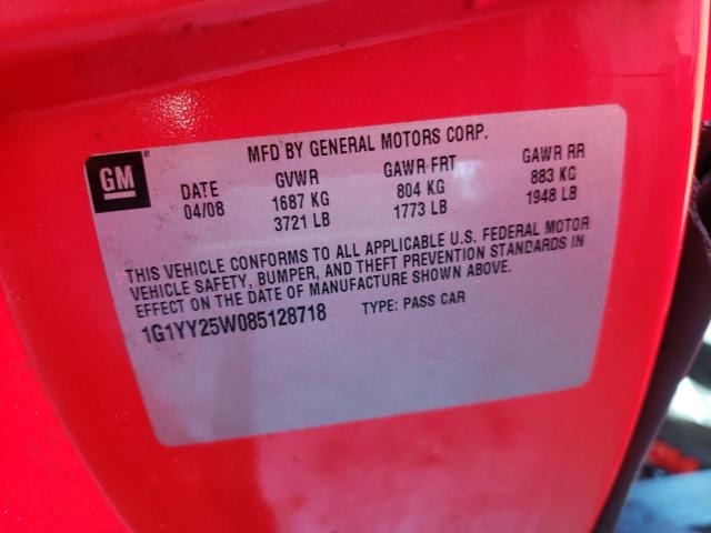 Photo 10 from auction – 2008 CHEVROLET CORVETTE with VIN 1G1YY25W085128718