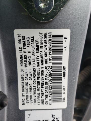 Photo 10 from auction – 2016 HONDA CIVIC EX with VIN 19XFC2F73GE064892