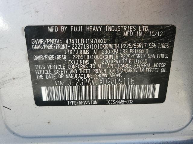 Photo 10 from auction – 2013 SUBARU XV CROSSTR with VIN JF2GPAVCXD2809116