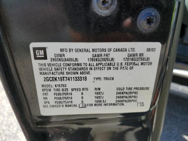 Photo 10 from auction – 2004 CHEVROLET SILVERADO with VIN 2GCEK19T741133318