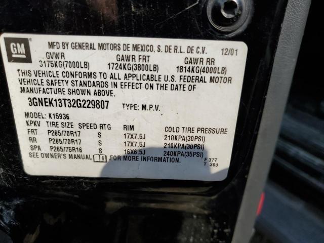 Photo 10 from auction – 2002 CHEVROLET AVALANCHE with VIN 3GNEK13T32G229807