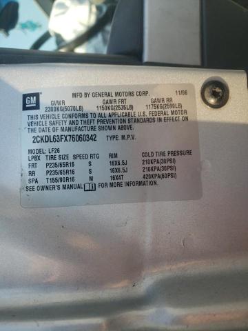 Photo 10 from auction – 2007 PONTIAC TORRENT with VIN 2CKDL63FX76060342
