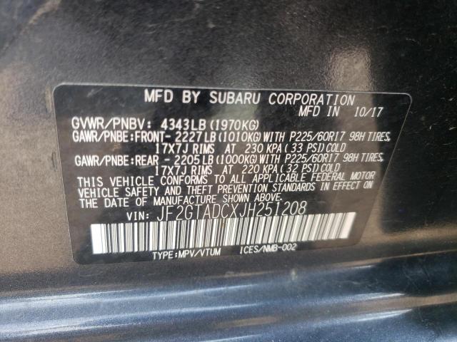 Photo 10 from auction – 2018 SUBARU CROSSTREK with VIN JF2GTADCXJH251208