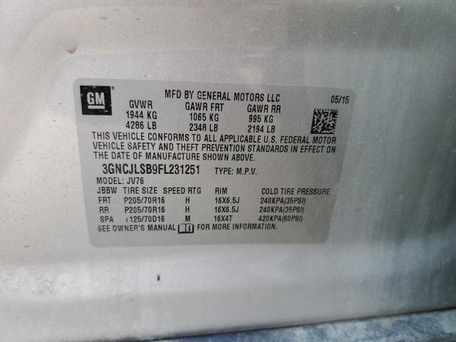 Photo 10 from auction – 2015 CHEVROLET TRAX 1LT with VIN 3GNCJLSB9FL231251