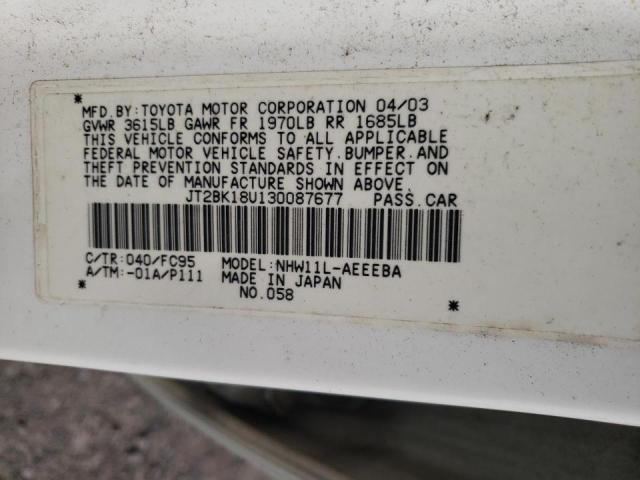 Photo 10 from auction – 2003 TOYOTA PRIUS with VIN JT2BK18U130087677