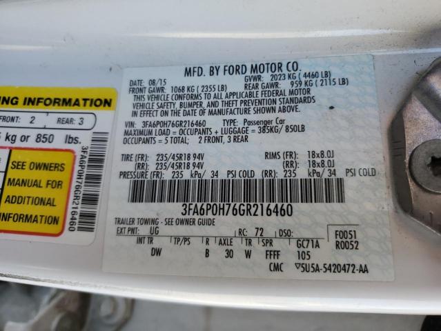 Photo 10 from auction – 2016 FORD FUSION SE with VIN 3FA6P0H76GR216460