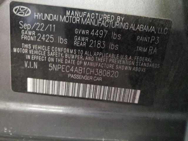 Photo 10 from auction – 2012 HYUNDAI SONATA SE with VIN 5NPEC4AB1CH380820