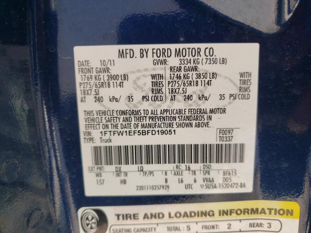 Photo 10 from auction – 2011 FORD F150 with VIN 1FTFW1EF5BFD19051
