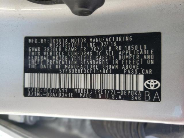 Photo 10 from auction – 2016 TOYOTA COROLLA L with VIN 5YFBURHEXGP464804