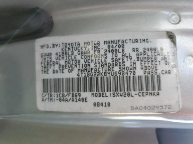 Photo 10 from auction – 2000 TOYOTA CAMRY with VIN 4T1BG22K8YU698470