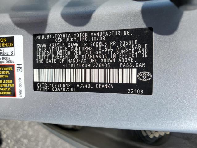 Photo 10 from auction – 2009 TOYOTA CAMRY BASE with VIN 4T1BE46K09U376435