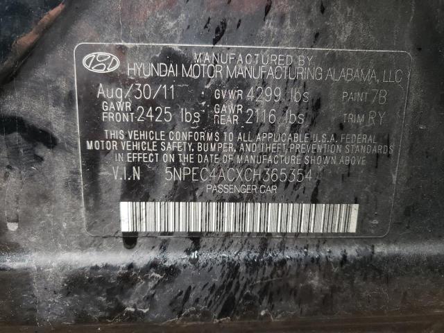 Photo 10 from auction – 2012 HYUNDAI SONATA SE with VIN 5NPEC4ACXCH365354