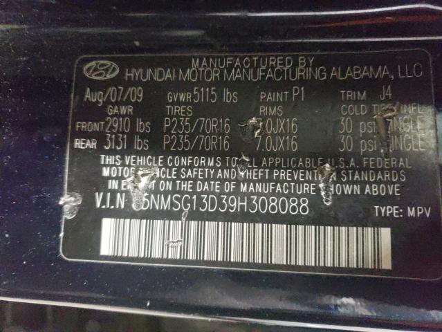 Photo 10 from auction – 2009 HYUNDAI SANTA FE G with VIN 5NMSG13D39H308088