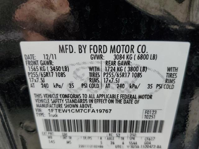 Photo 10 from auction – 2012 FORD F150 SUPER with VIN 1FTEW1CM7CFA19767