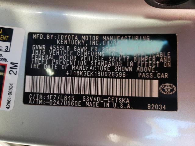 Photo 10 from auction – 2011 TOYOTA CAMRY SE with VIN 4T1BK3EK1BU626596
