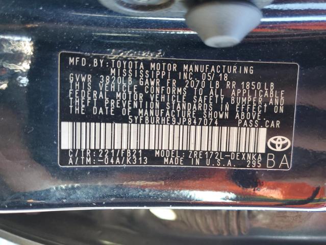 Photo 10 from auction – 2018 TOYOTA COROLLA L with VIN 5YFBURHE9JP847074