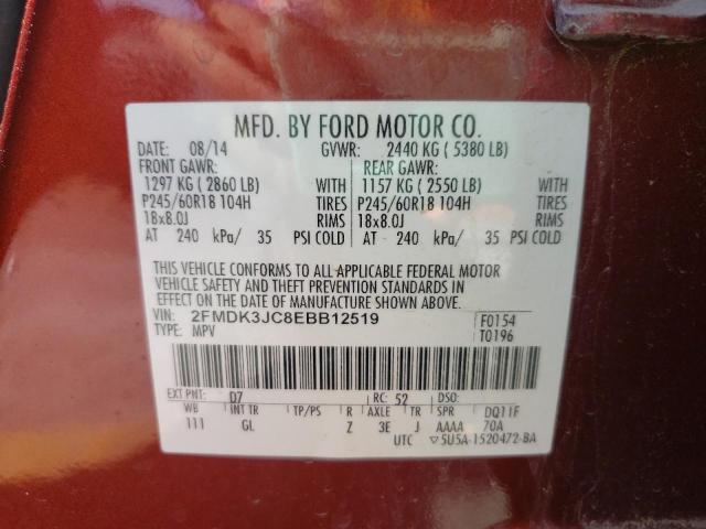 Photo 10 from auction – 2014 FORD EDGE SEL with VIN 2FMDK3JC8EBB12519