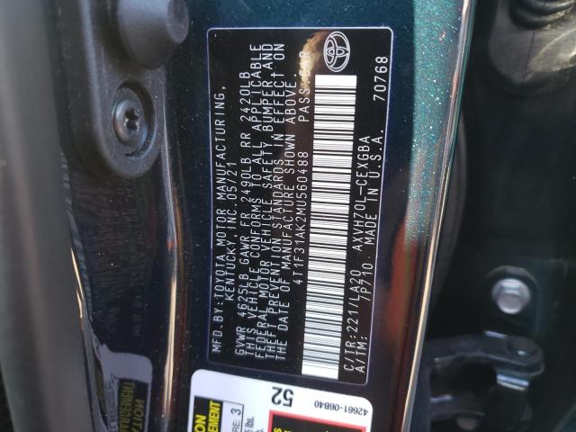Photo 10 from auction – 2021 TOYOTA CAMRY XLE with VIN 4T1F31AK2MU560488