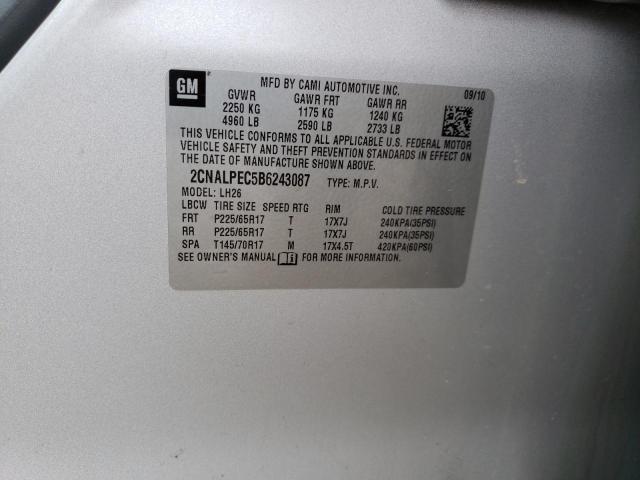 Photo 10 from auction – 2011 CHEVROLET EQUINOX LT with VIN 2CNALPEC5B6243087
