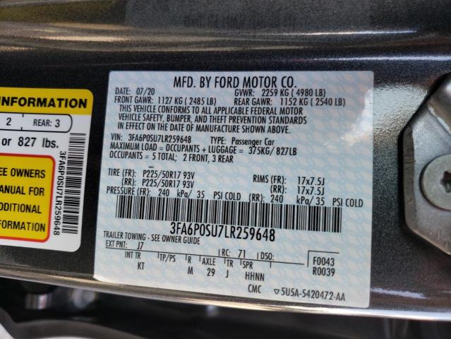 Photo 10 from auction – 2020 FORD FUSION TIT with VIN 3FA6P0SU7LR259648