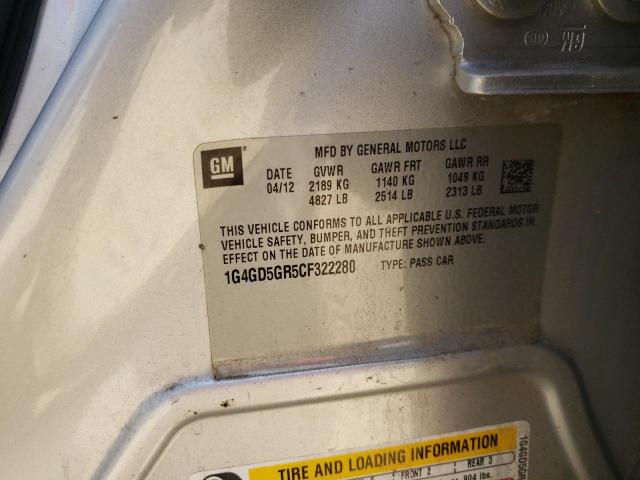 Photo 10 from auction – 2012 BUICK LACROSSE P with VIN 1G4GD5GR5CF322280