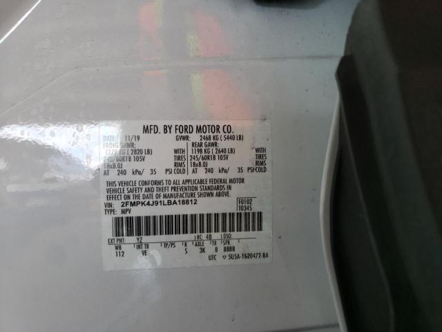 Photo 10 from auction – 2020 FORD EDGE SEL with VIN 2FMPK4J91LBA18812